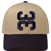 3 Up 3 Down baseball hat in khaki with black bill, front view