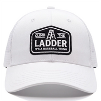 Climb the Ladder trucker hat in white, front view