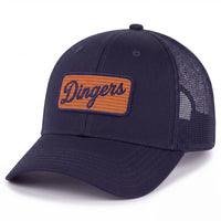Dingers trucker hat snapback hat in navy, side view