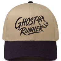 Ghost Runner 6-panel snapback hat in khaki with black bill, front view