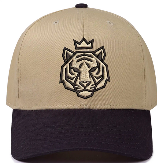NOBLETIGER snapback hat in khaki with black bill, front view