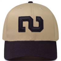 Turn Two 6 panel snapback hat in khaki with black bill, front view