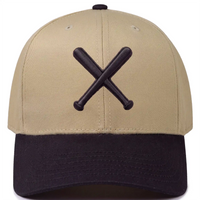 Twin Bills 6-panel snapback hat in khaki with black bill, front view